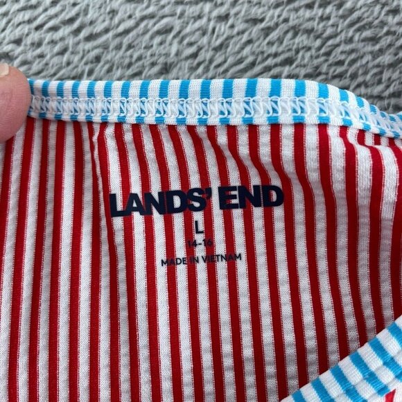 Lands End Womens Striped Long Sleeve Colorblock Shirt L Polyester/Nylon 2463 - Picture 3 of 8